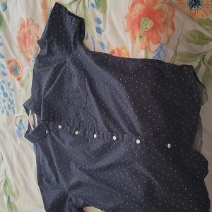 Hawker rye large slim stretch cotton blue button down tee